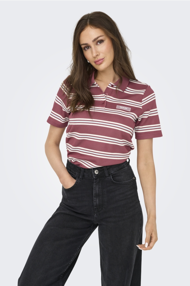 ONLEVIE S/S POLO TOP JRS 15351930 RUBY WINE/STARLIGHT